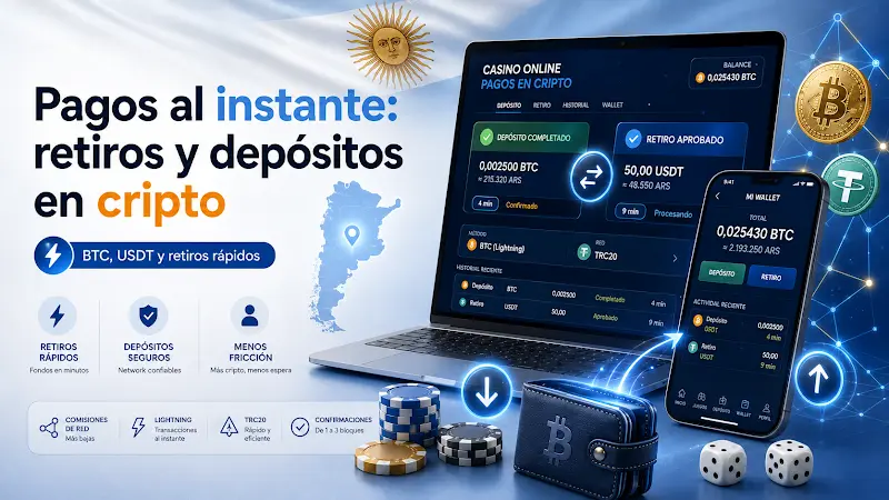 Pagos al instante: retiros y depósitos en cripto
