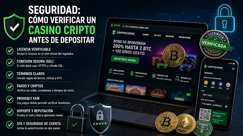 Seguridad: cómo verificar un casino cripto antes de depositar